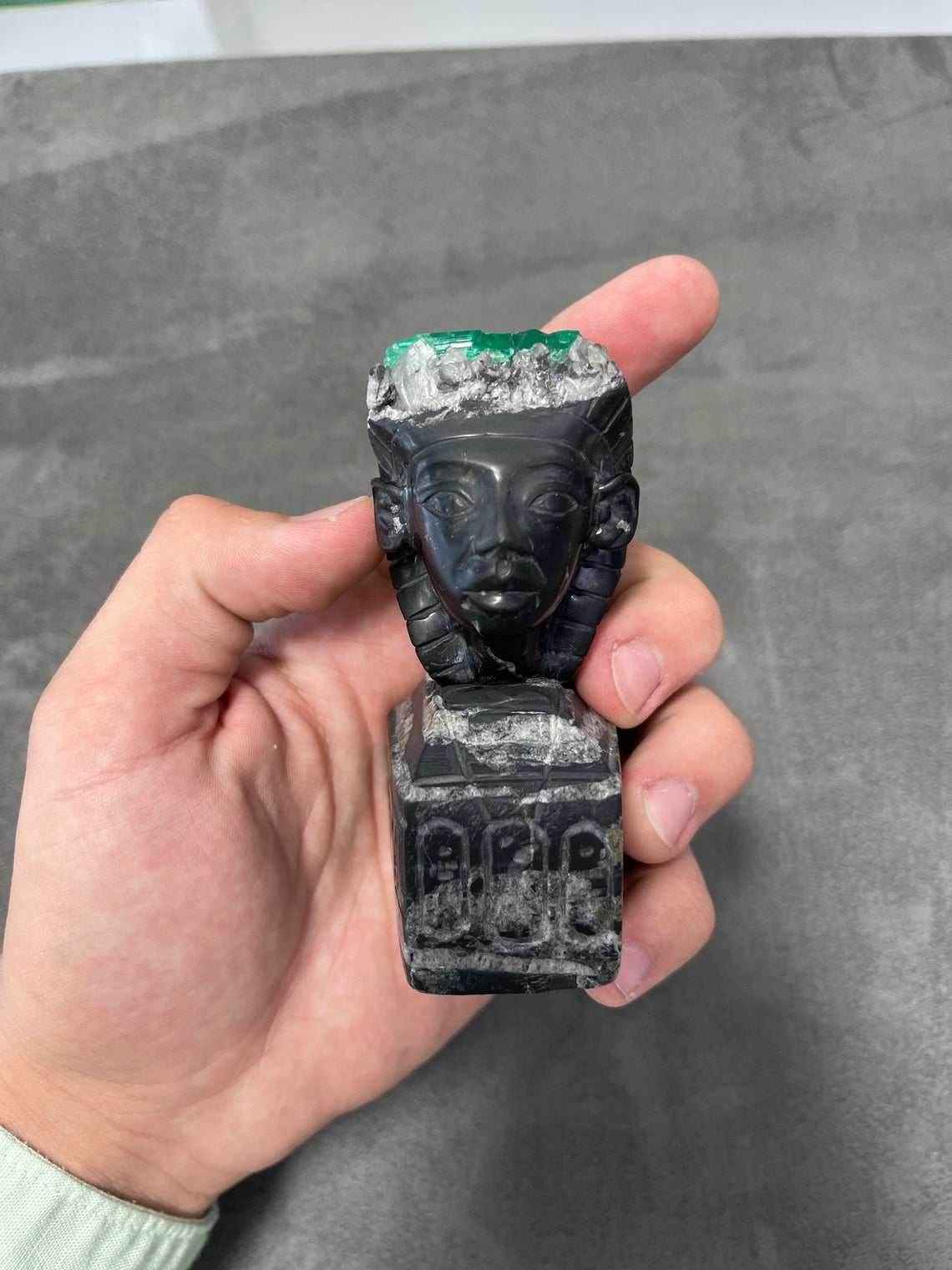 Colombian Emerald Egyptian Rough Crystal Sculpture