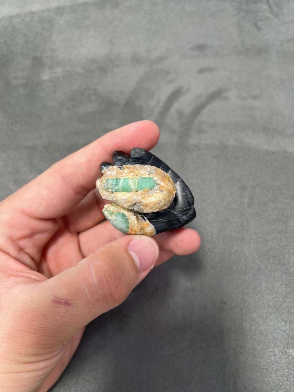 Colombian Emerald Hand Rough Crystal Sculpture