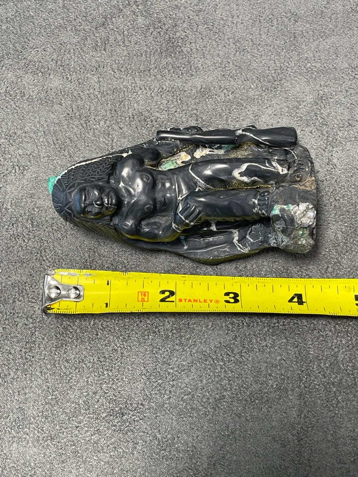 Colombian Emerald Indian with Riffle Rough Crystal Sculpture