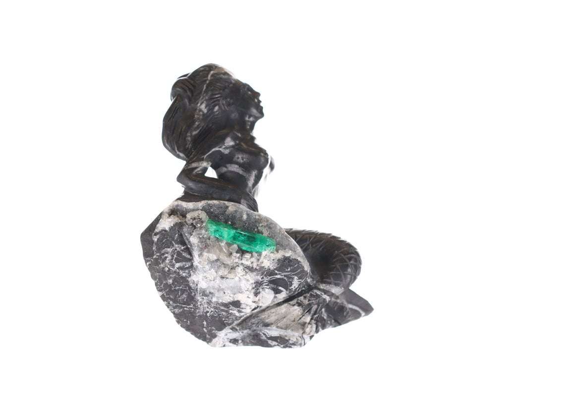 Colombian Emerald Mermaid Rough Crystal Sculpture