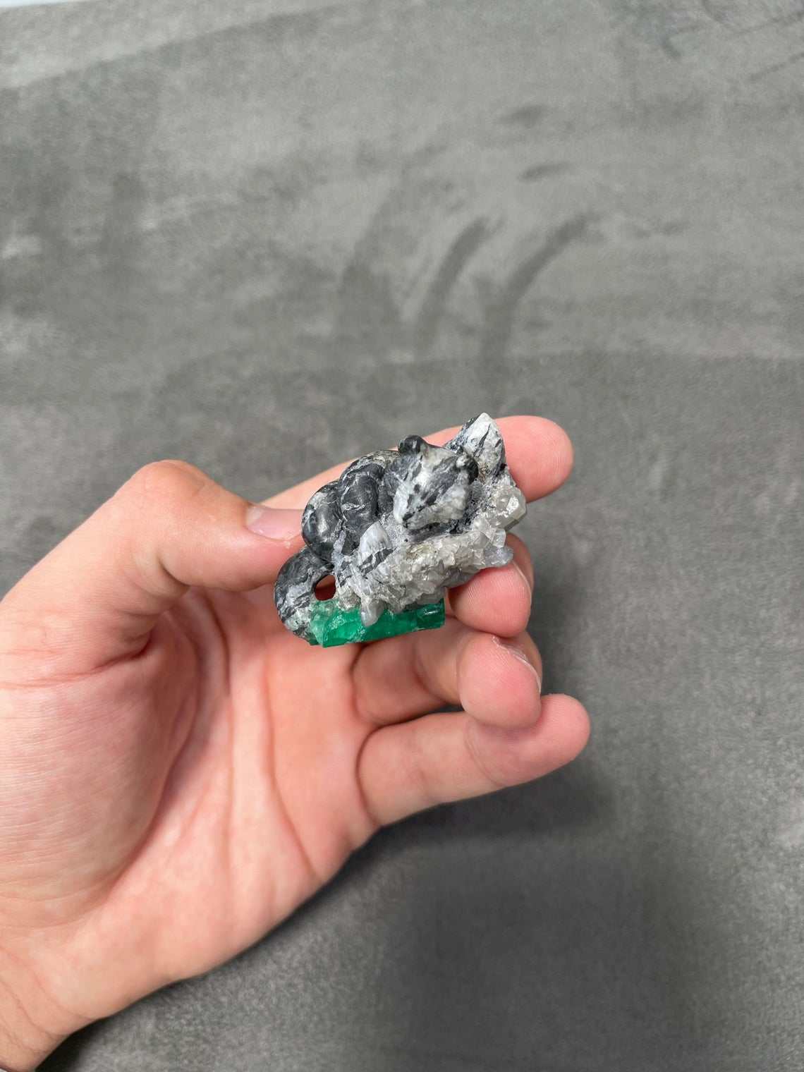 Colombian Emerald Red Panda Rough Crystal Sculpture