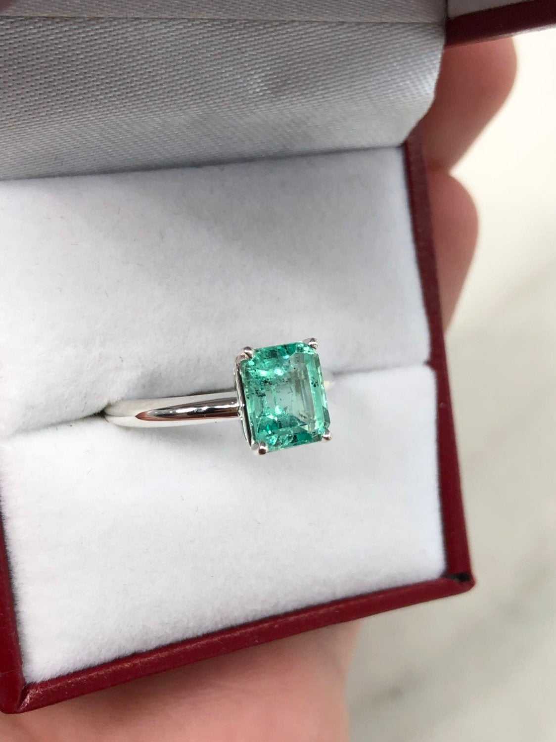 Natural Emerald Classic Solitaire Engagement Ring Sterling Silver 925