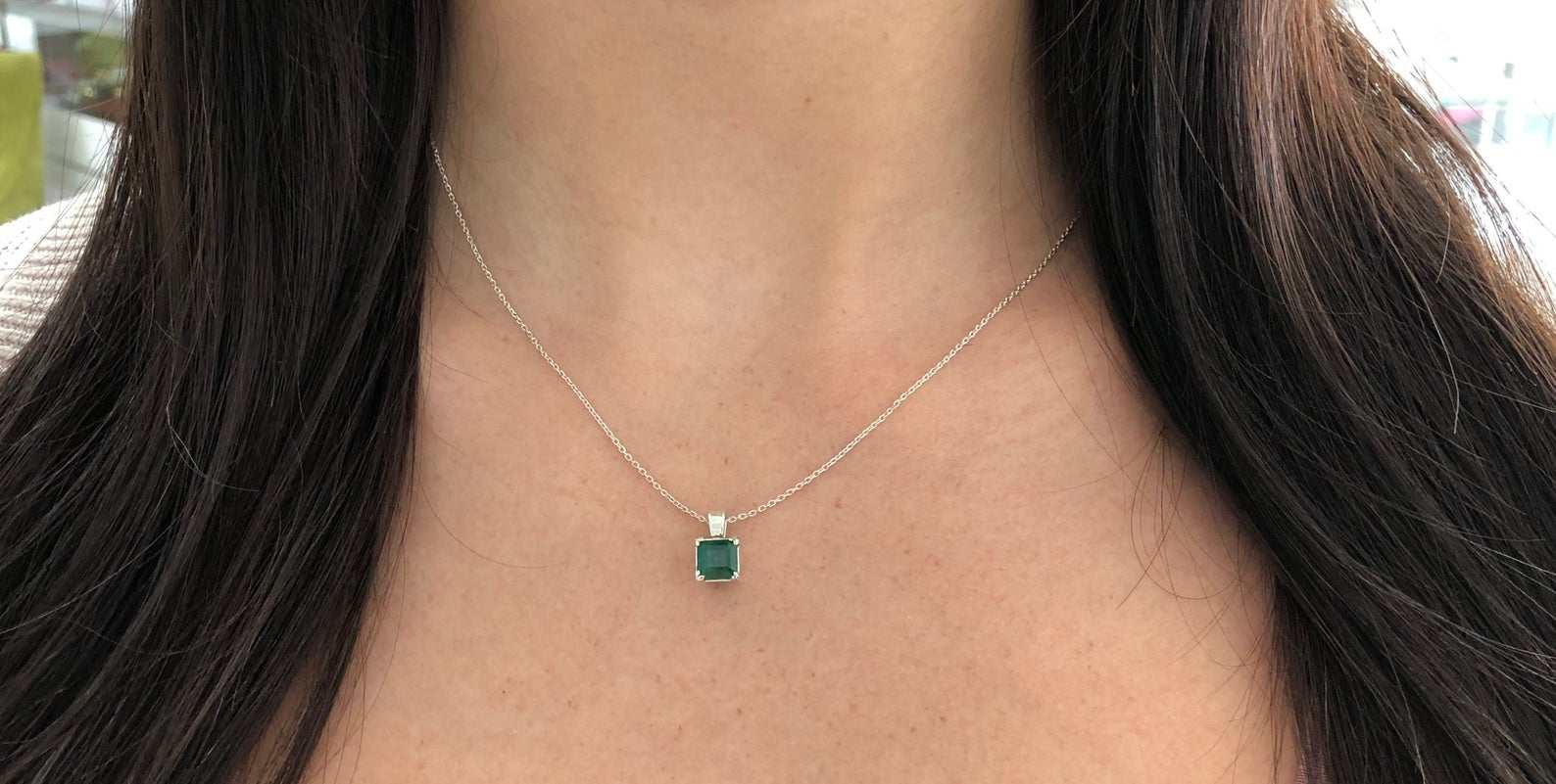 0.90 Carat Natural Emerald Pendant Silver 925