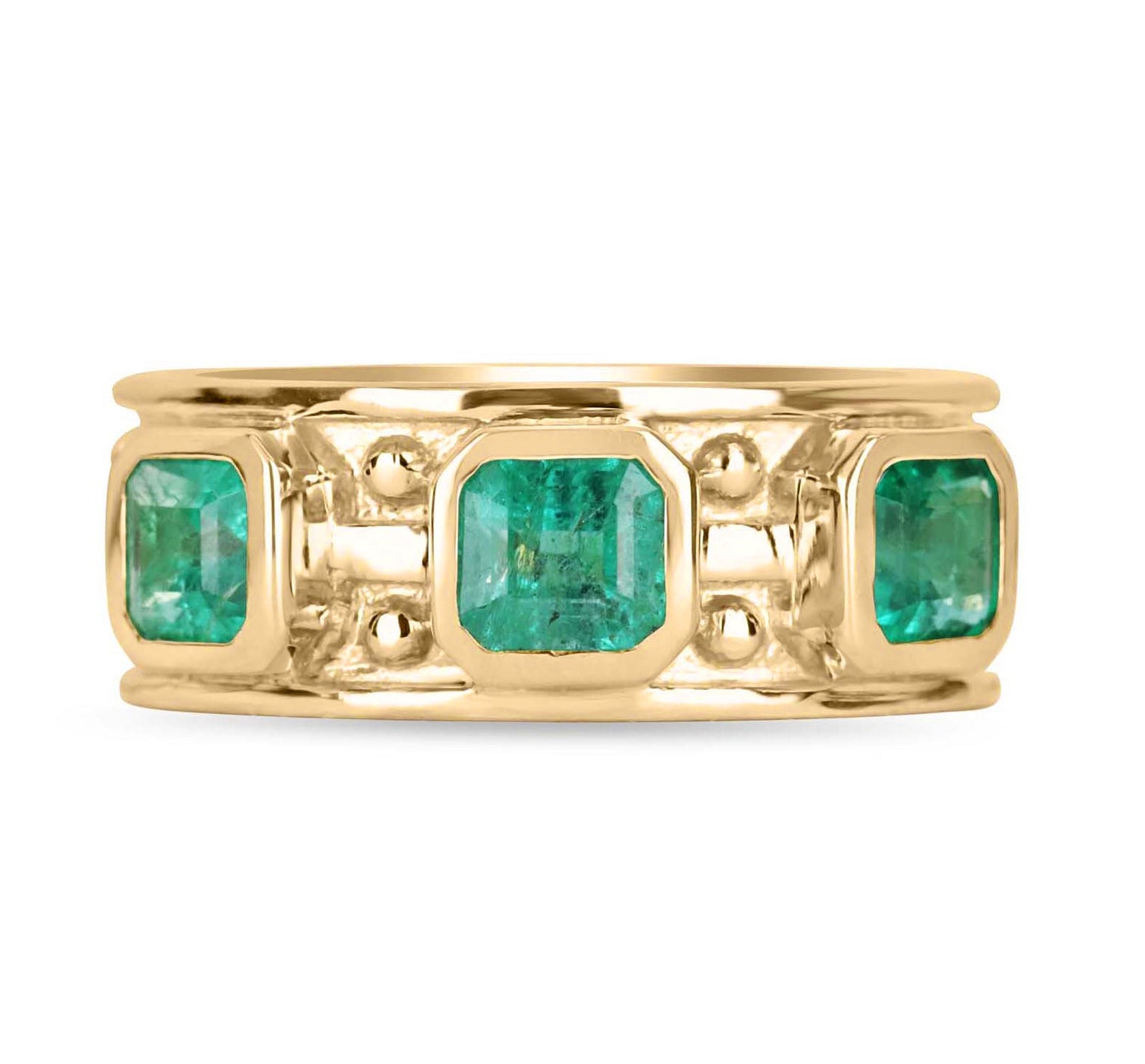 Natural Colombian Zambian Emerald Men's Rings For Sale