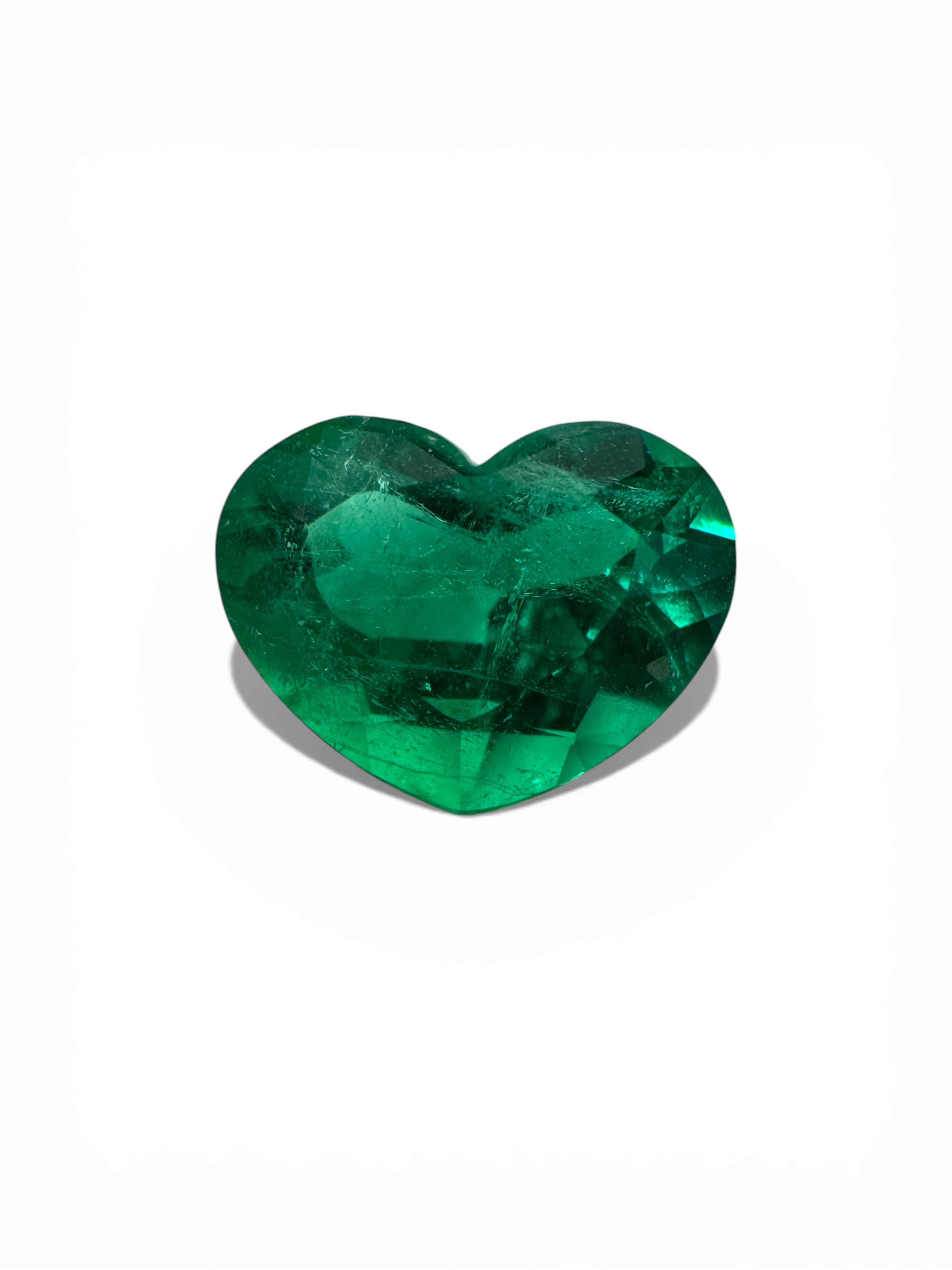 1.28 Carat 6.5x9 AAA+ Vivid Intense Muzo Green Natural Loose Colombian Emerald-Heart Cut