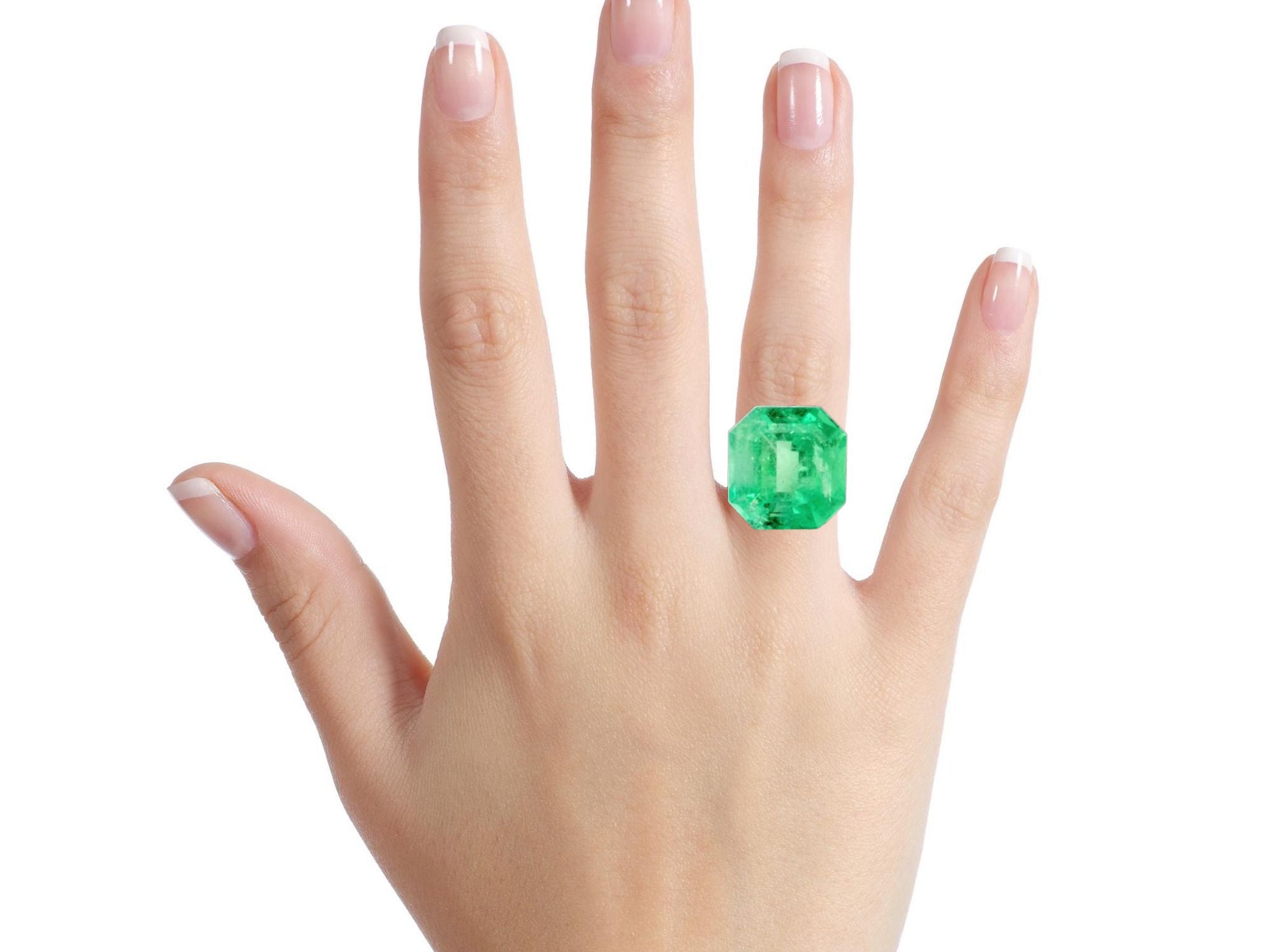 16.09 Carat 15.4x14.8 Yellowish Green Natural Loose Colombian- Asscher Cut - JR Colombian Emeralds