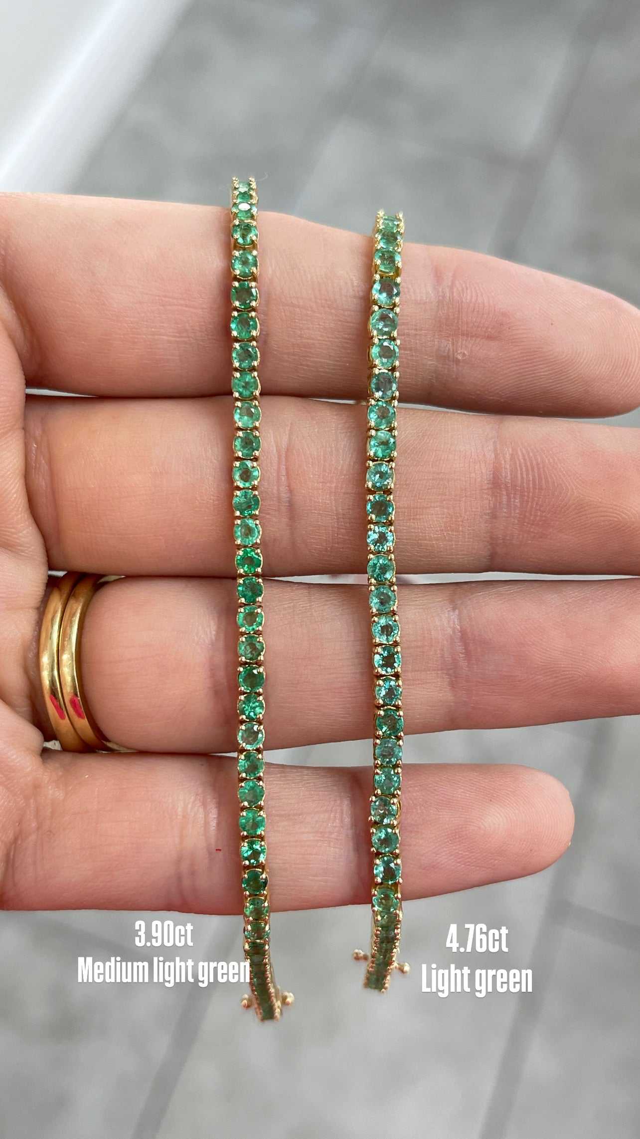 3.90ct+ Classic Natural Round Emerald 7 In Tennis Bracelet 14K - JR Colombian Emeralds