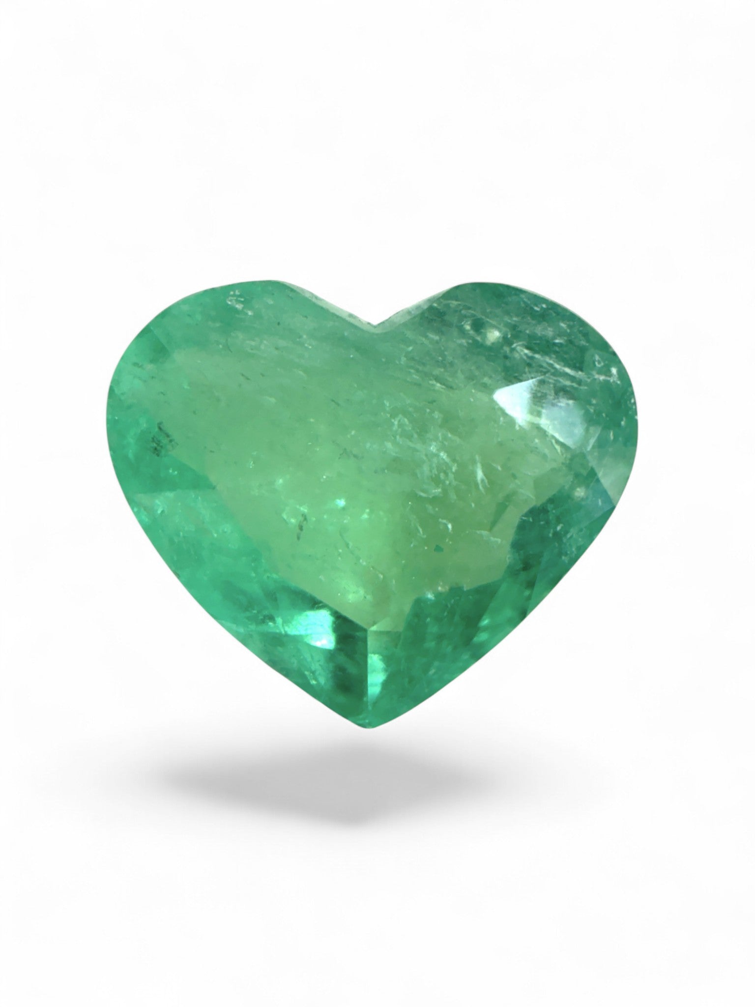 2.30 Carat 8.5x10 Spring Yellowish Green Natural Loose Colombian Emerald-Heart Cut