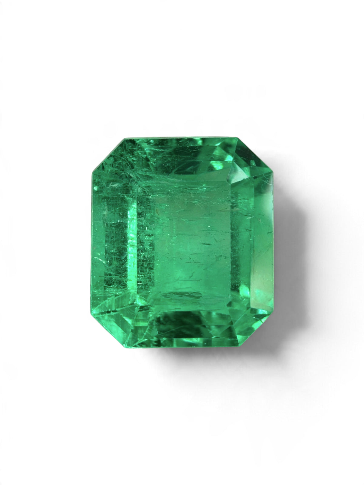 2.58 Carat 9x7.5 Crystalline Green Natural Loose Colombian Emerald- Emerald Cut