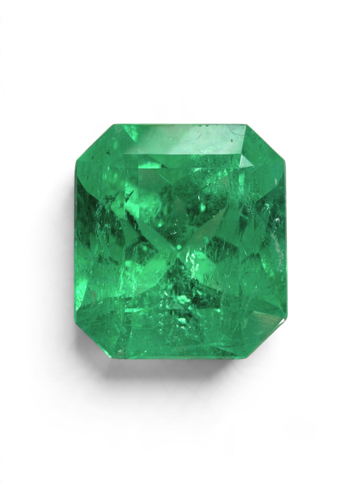 3.03 Carat Electric Yellowish Green Natural Loose Colombian Emerald- Chunky Emerald Cut