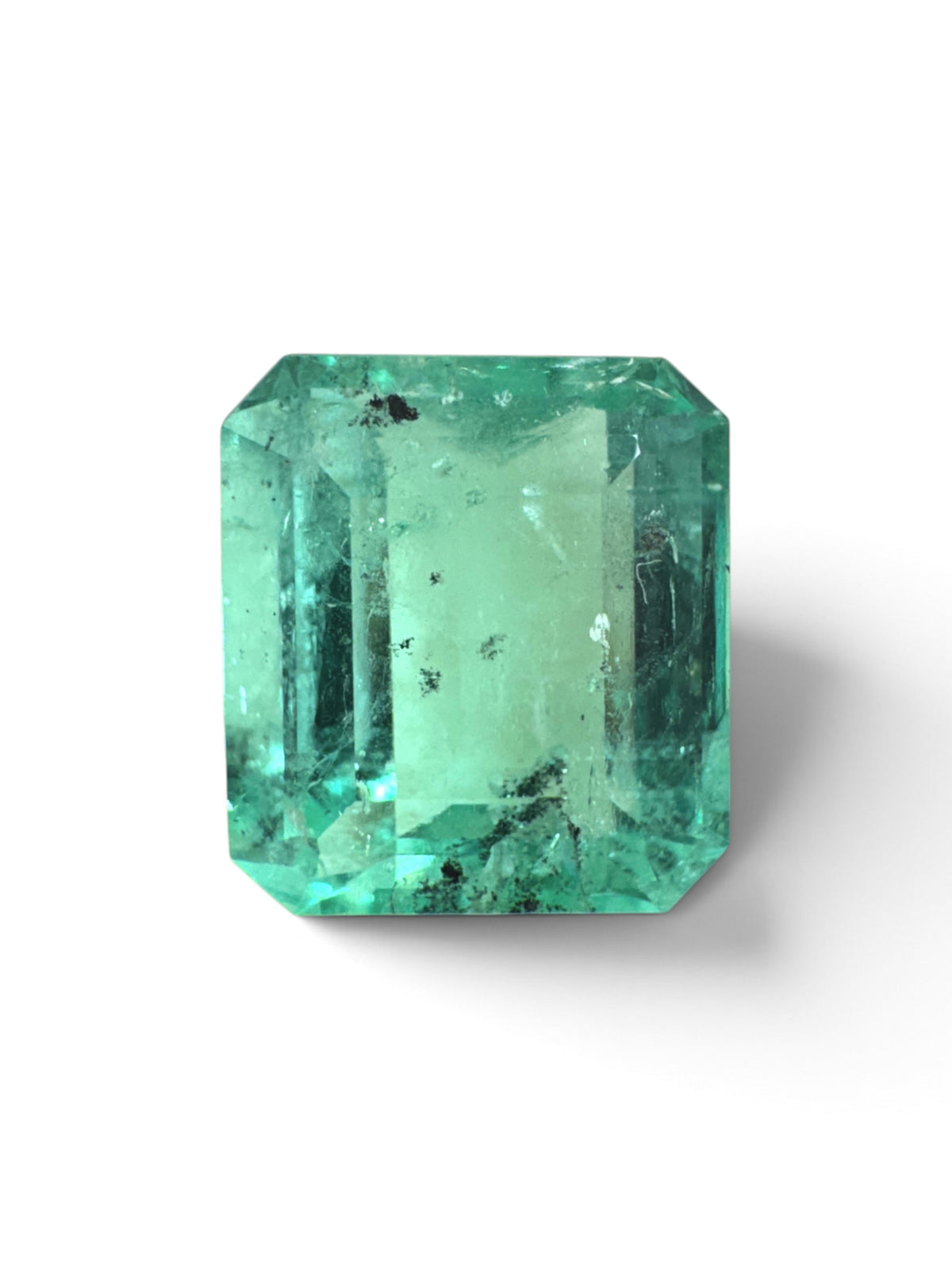 3.51 Carat 10x9 Freckled Bluish Green Natural Loose Colombian Emerald-Emerald Cut