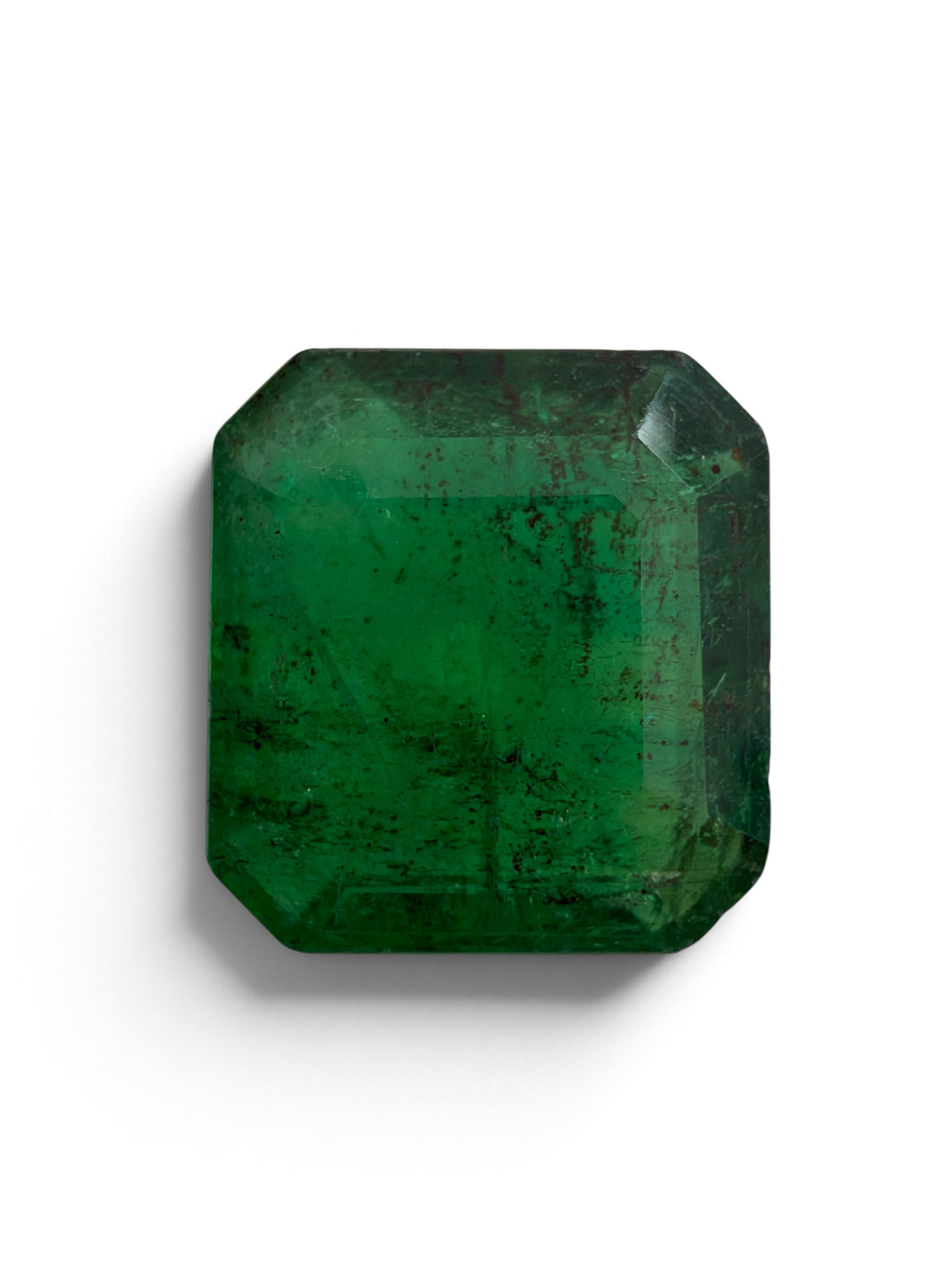 3.79 carat 10×9.4 Deep Dark Forest Green Loose Natural Asscher-Cut Zambian Emerald