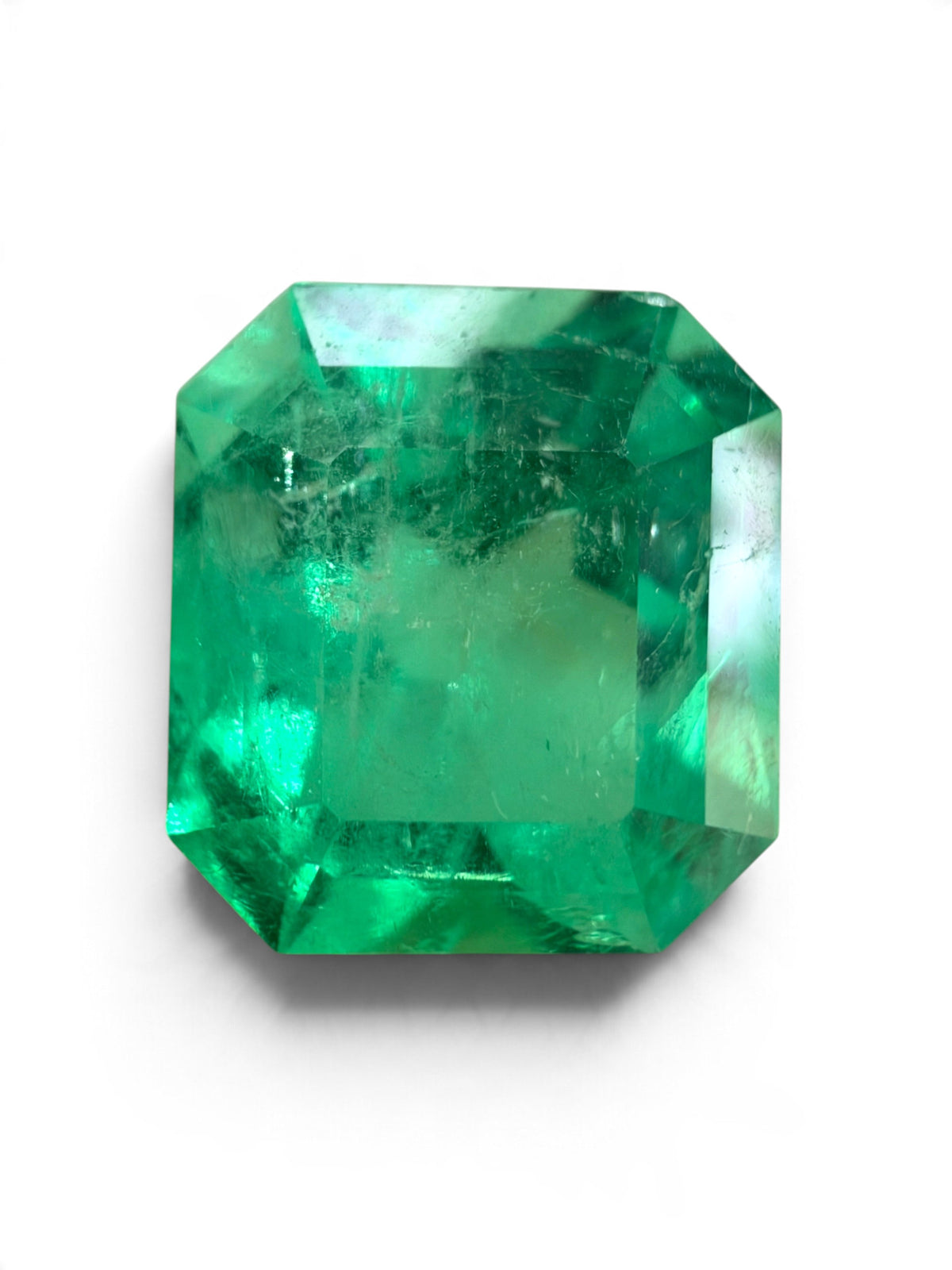 4.44 Carat 10x9 Yellowish Green Natural Loose Colombian Emerald-Asscher Cut