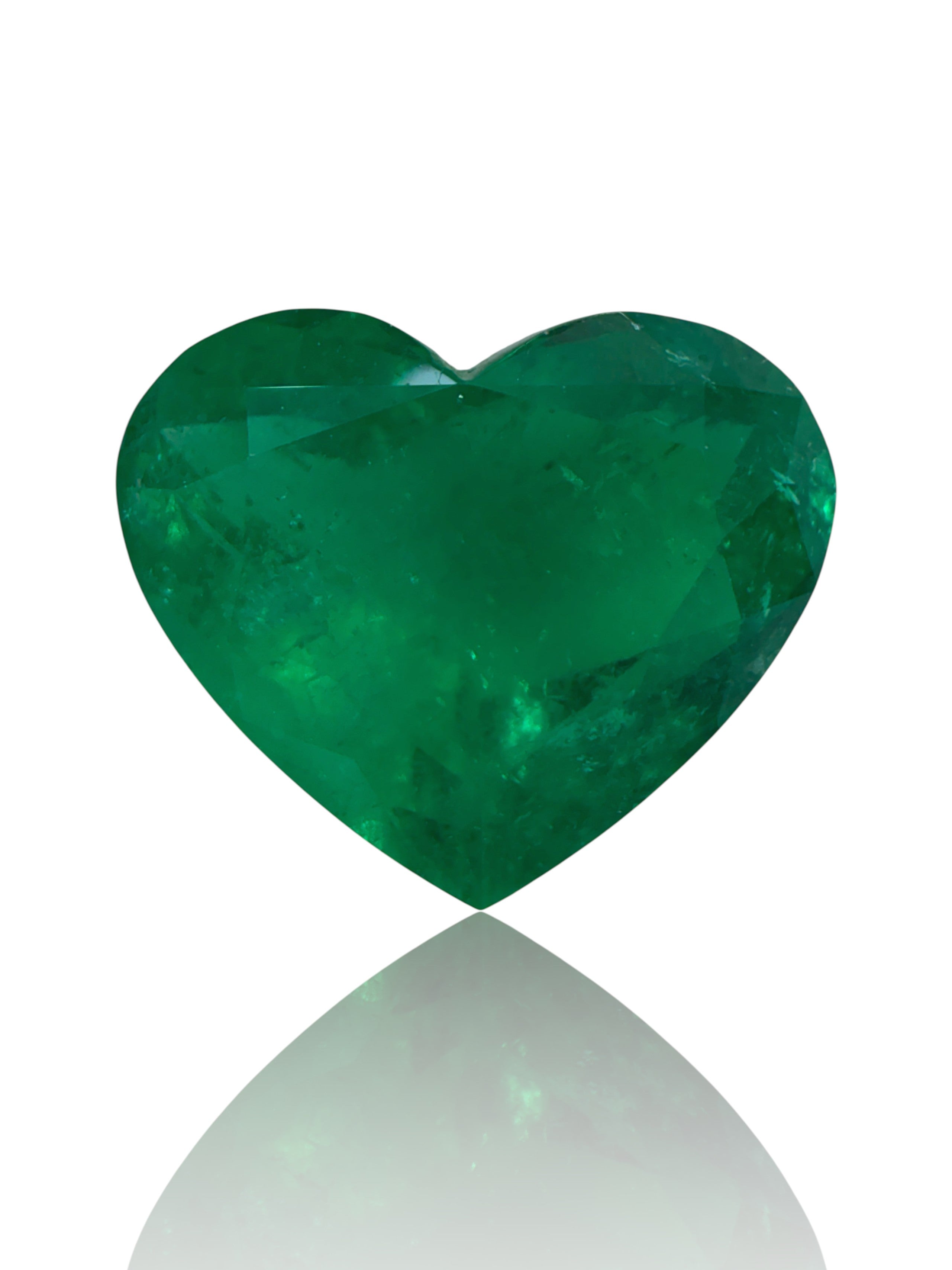 4.79 Carat 11x13 AAA+ Intense Green Natural Loose Colombian Emerald-Heart Cut