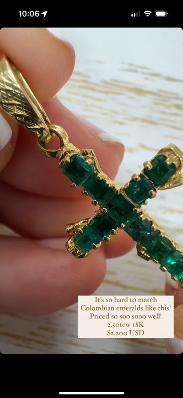 (Second Payment) A. 2.50tcw Colombian Emerald Cross 18K