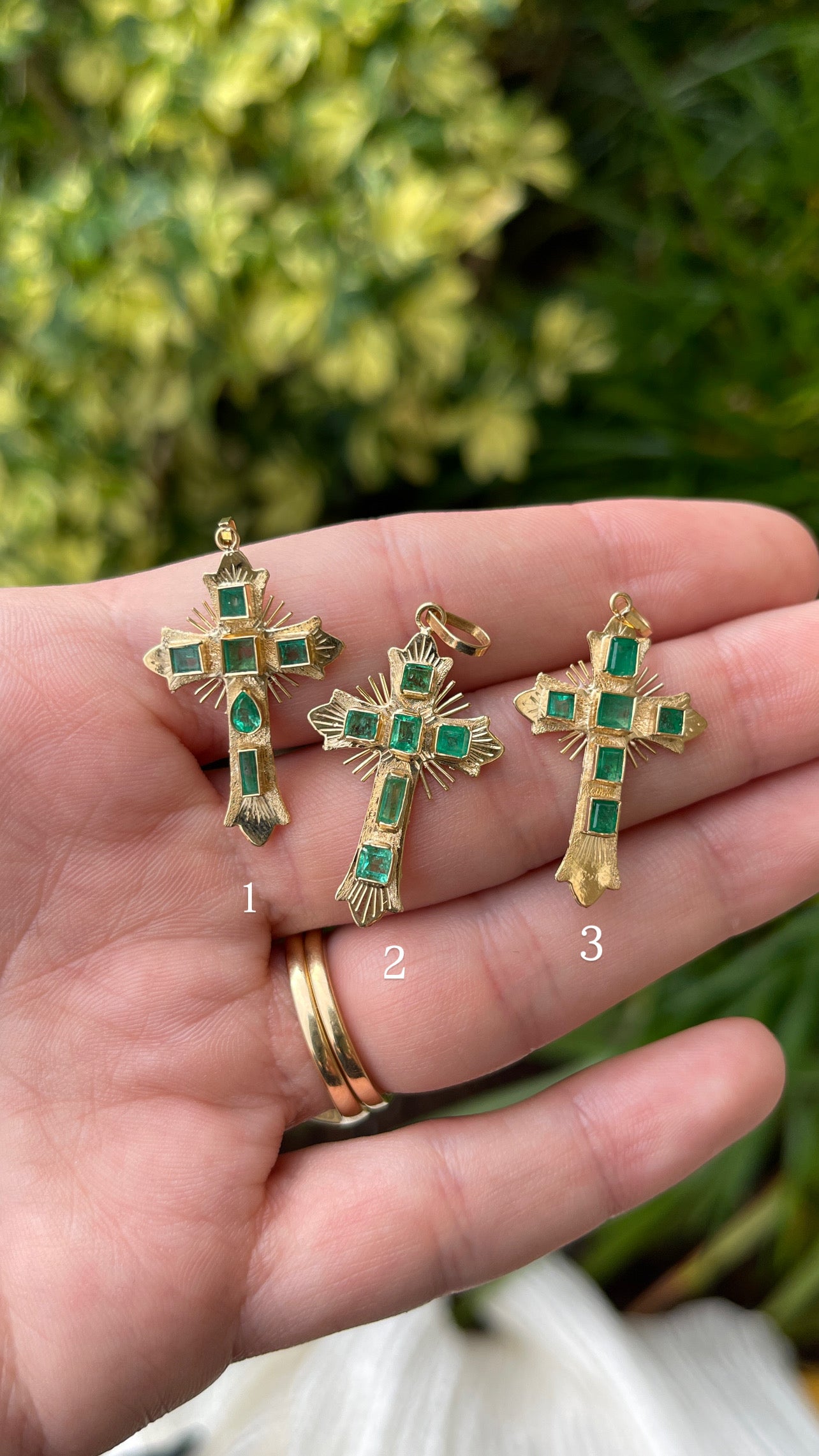 As seen on Instagram: Pre Columbian Inspired 18K Colombian Emerald Crosses - JR Colombian Emeralds