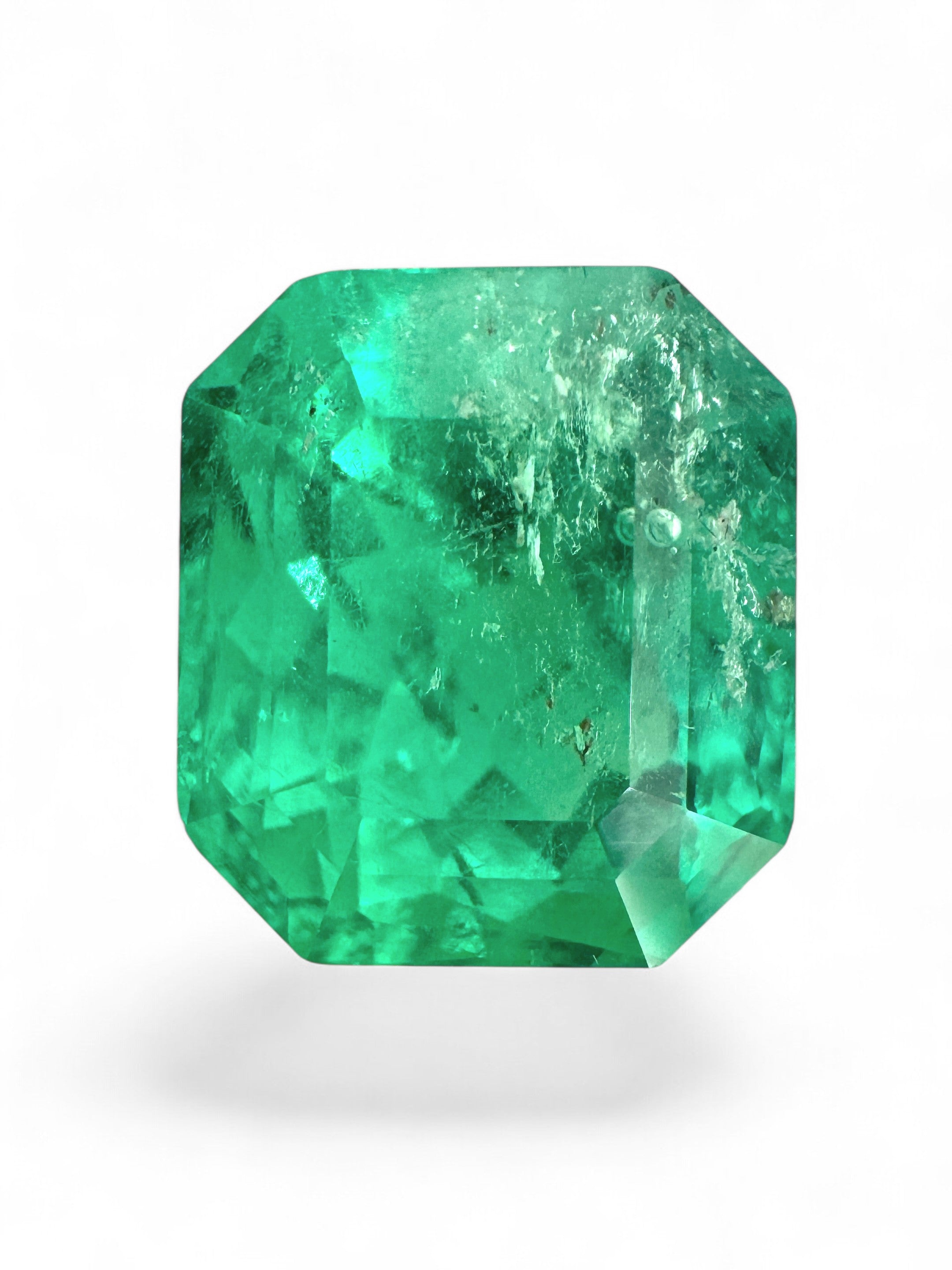 5.08 Carat 11x9.5 Chunky 1.20 Ratio Glowing Colombian Emerald-Emerald Cut