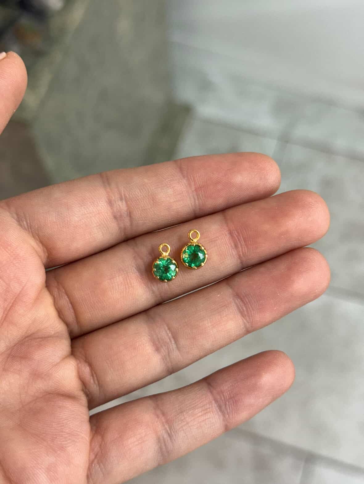 1.65tcw Georgian Style Emerald Earring Components 14K