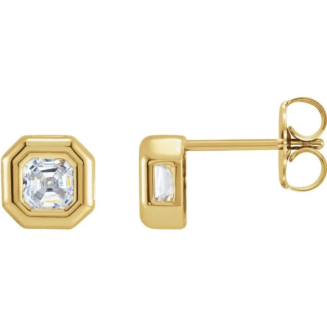 1.67tcw Asscher Cut Colombian Emerald Bezel Studs