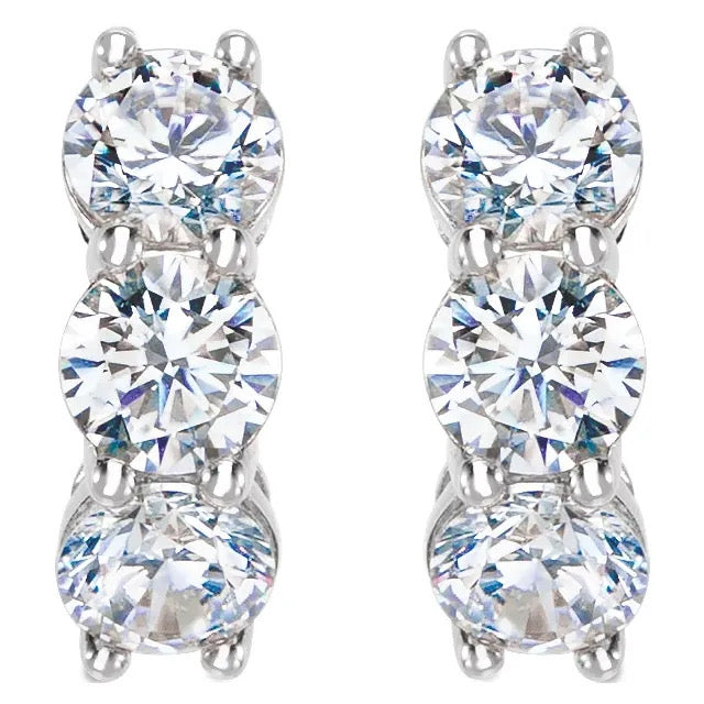 MJ 2.65tcw Huggie Emerald Earrings 14K White Gold