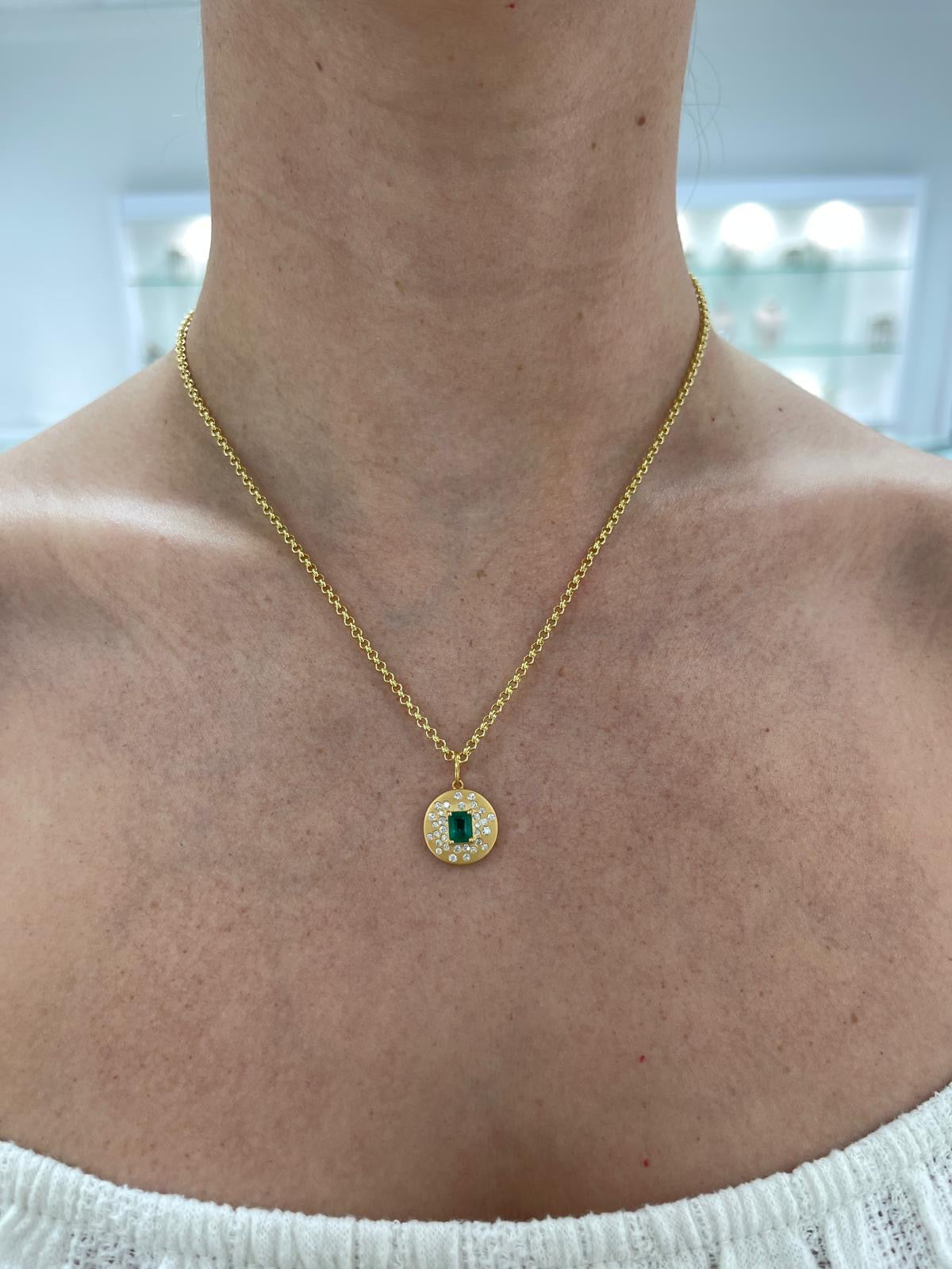 14K Emerald and Diamond pendant IG special