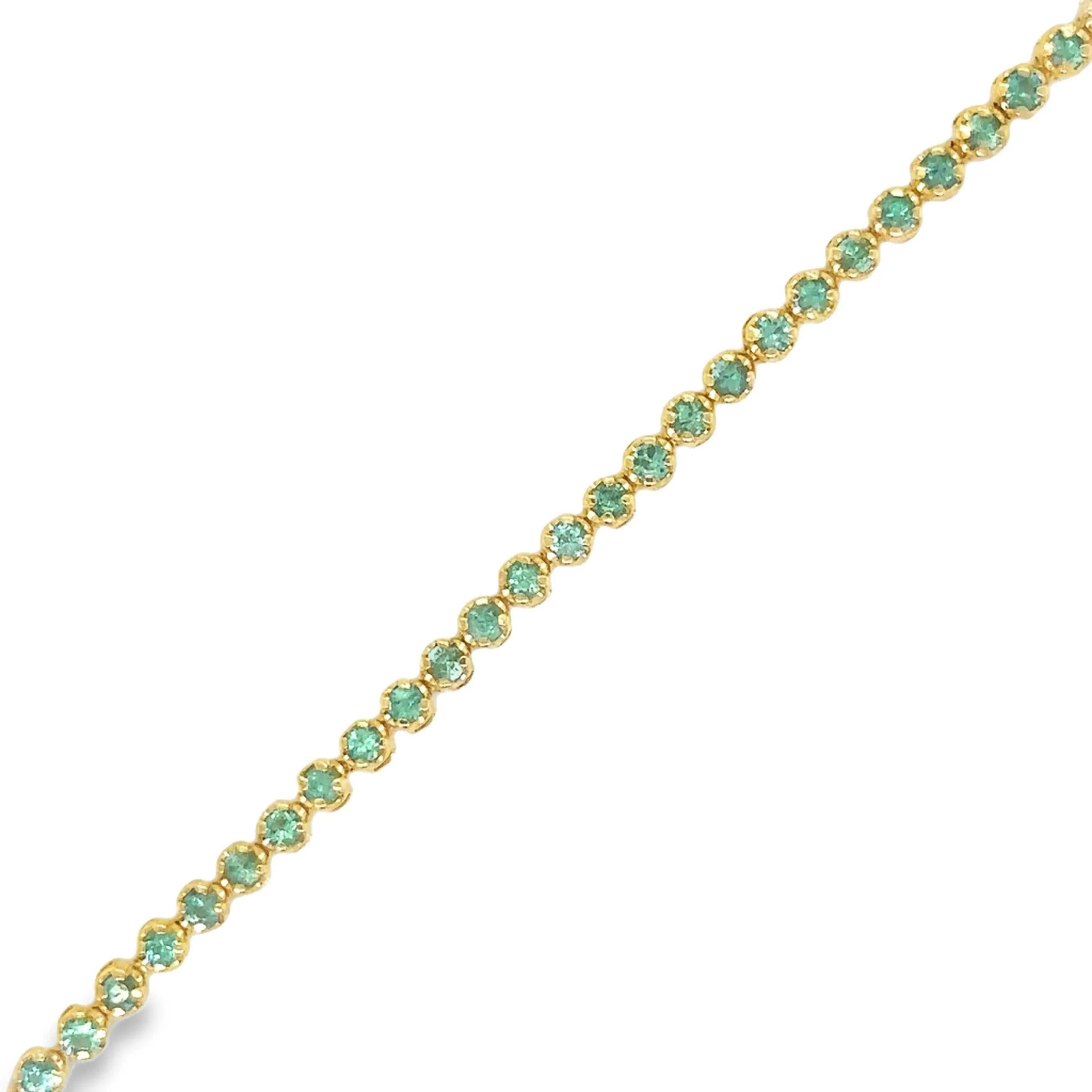 1.13tcw Petite Emerald Tennis Bracelet 14K Gold- 7 Inches - JR Colombian Emeralds
