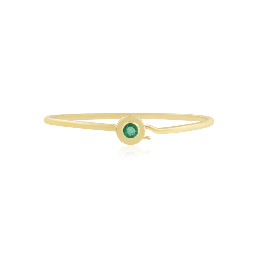 0.53ct 14K Solitaire Natural Round Cut Emerald Bangle Bracelet