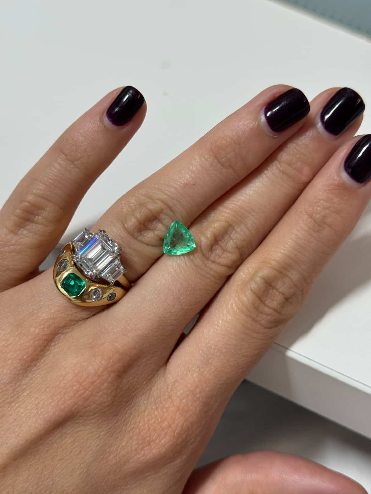 1.70 carat Natural Loose Colombian Emerald- Trillion Cut