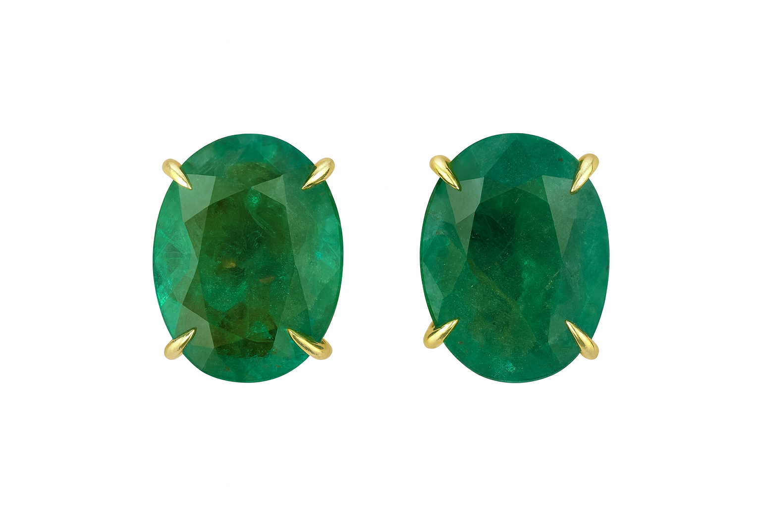 9.56tcw Natural Emerald Oval 4-Prong Fleur-de-lis Earring