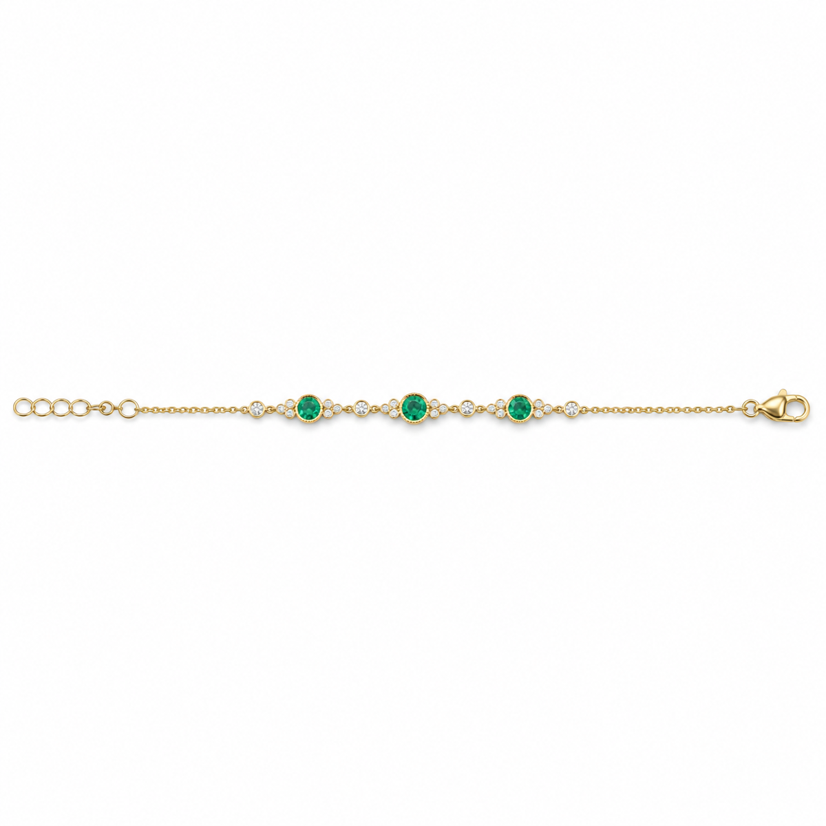 0.75tcw 14K Natural Round Emerald & Diamond Bezel Set Constellation Bracelet