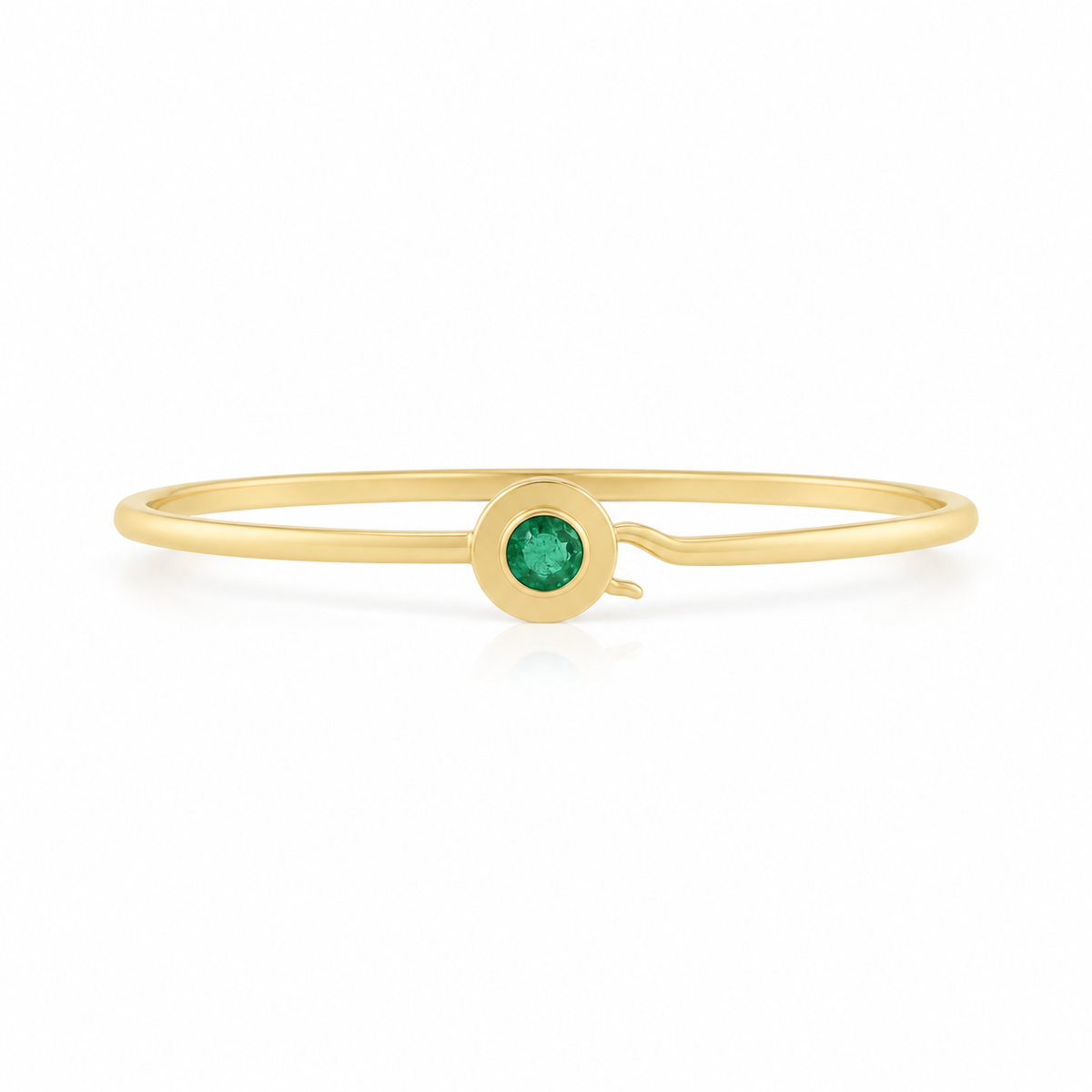 0.53ct 14K Solitaire Natural Round Cut Emerald Bangle Bracelet