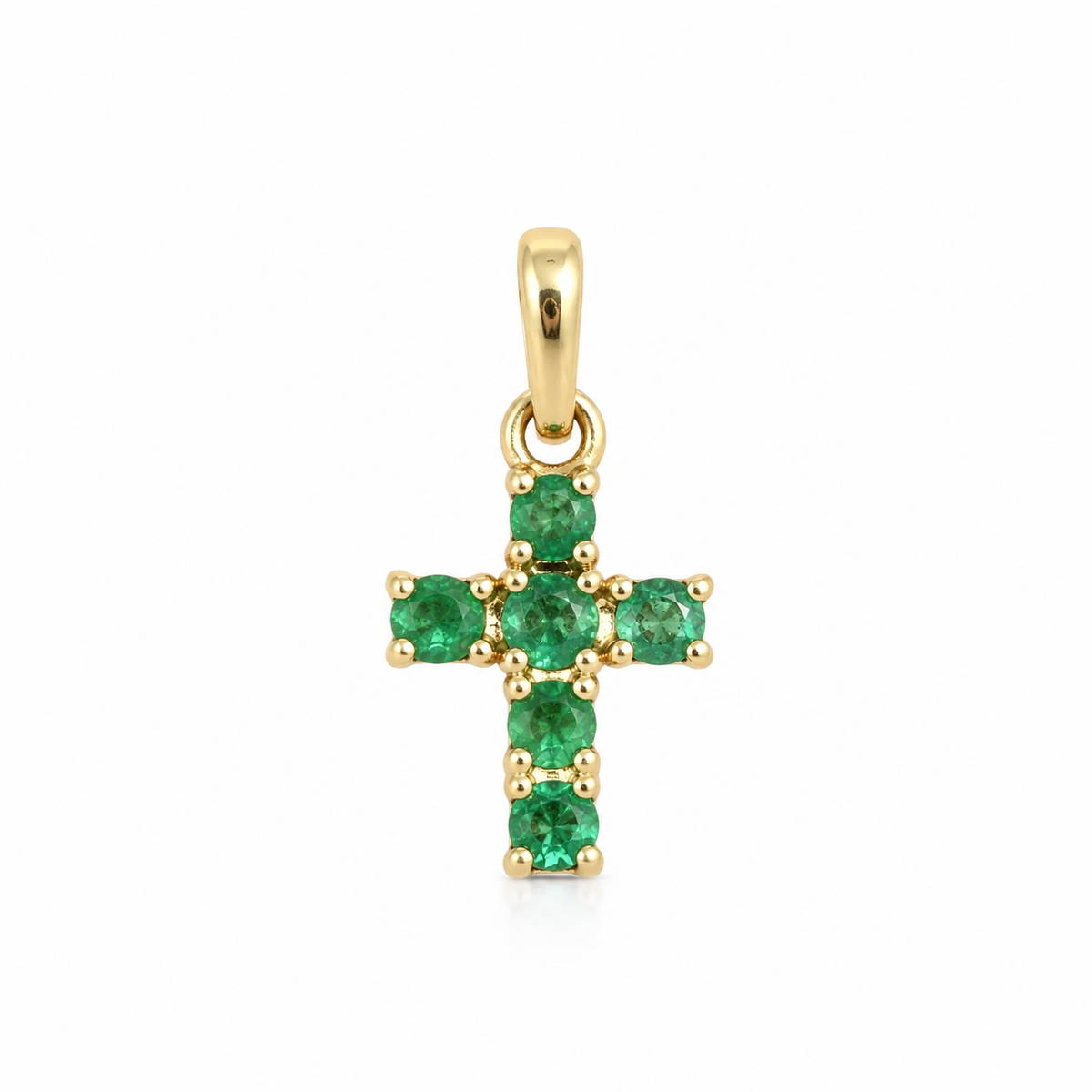0.24tcw Petite Emerald Cross Necklace 14K