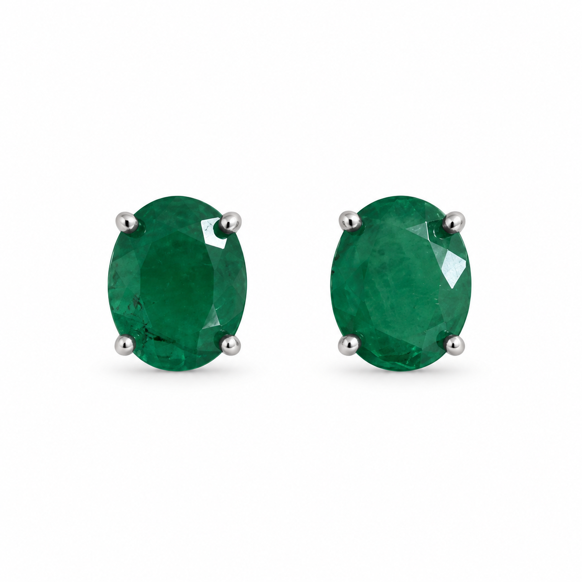 5.20tcw Dark Green Natural Oval Blackened Silver Stud Earrings
