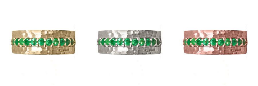 1.50tcw Custom Colombian Emerald Wedding 8 MM Band 14K