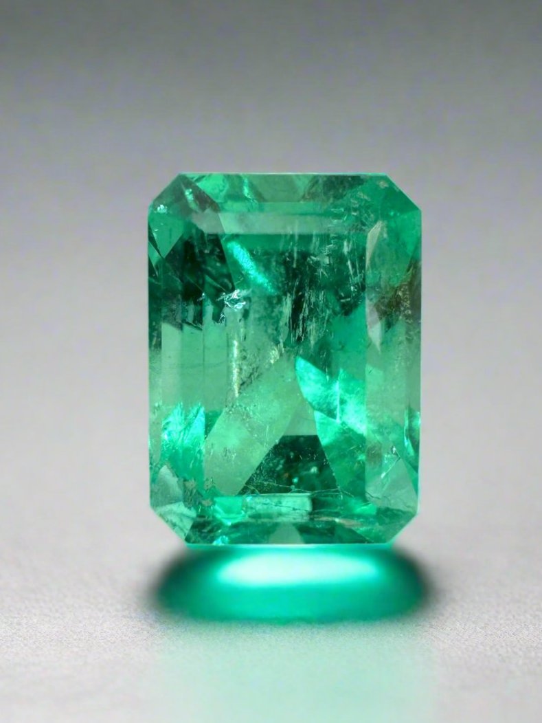 3.14 Carat 10x7.5 Vibrant Muzo Green Natural Loose Colombian Emerald- Radiant Cut - JR Colombian Emeralds