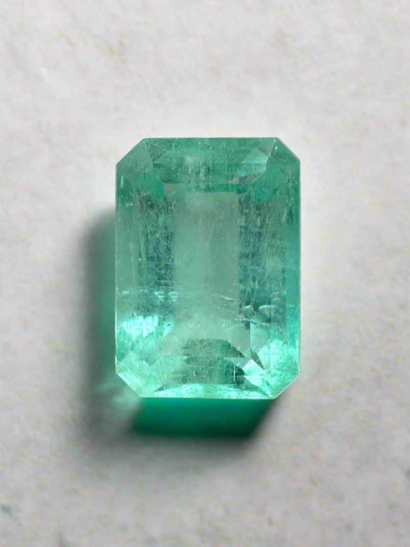 3.54 Carat 11x8 Seafoam Green Natural Loose Colombian Emerald-Emerald Cut - JR Colombian Emeralds