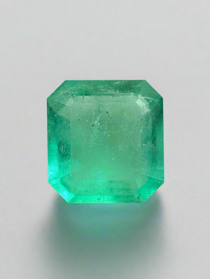 3.59 Carat 10.5x10 Sping Green Loose Colombian Emerald-Asscher Cut - JR Colombian Emeralds