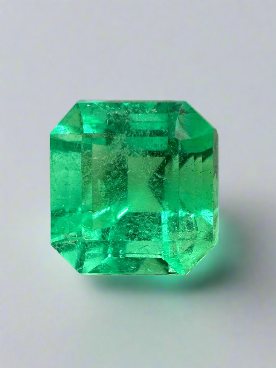 4.03 Carat 9.5x9.5 Electric Muzo Green Loose Colombian Emerald-Asscher Cut - JR Colombian Emeralds