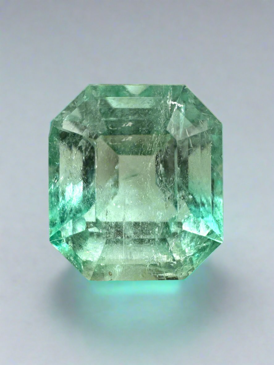 4.04 Carat Pastel Green Natural Loose Colombian Emerald-Chunky Emerald Cut - JR Colombian Emeralds