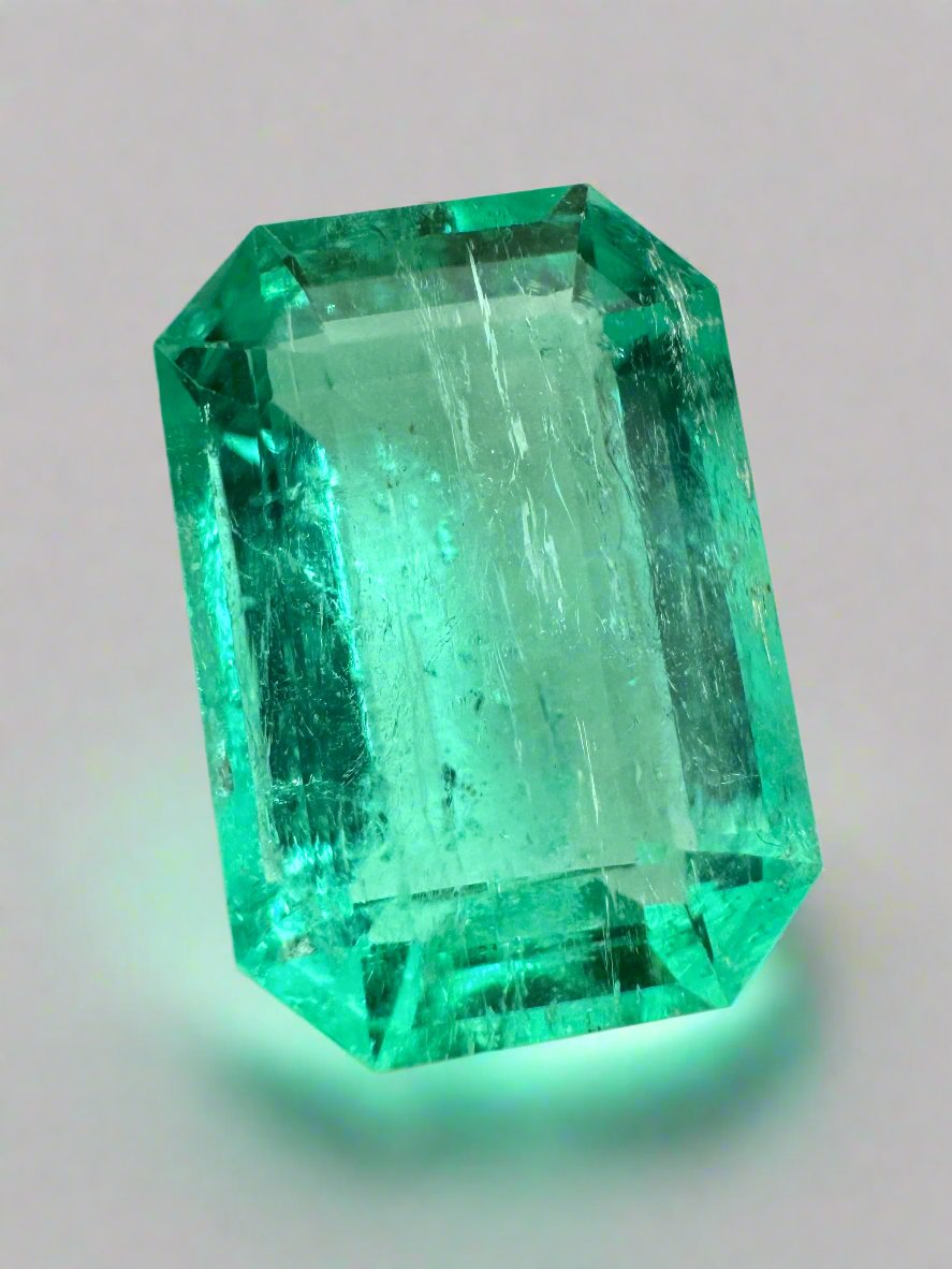 5.45 Carat 13x9 Bluish Green Natural Loose- Emerald Cut - JR Colombian Emeralds