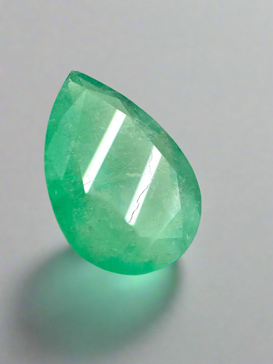 14.77 carat 21x14 Earthy Green Natural Loose Colombian Emerald-Pear Cut - JR Colombian Emeralds