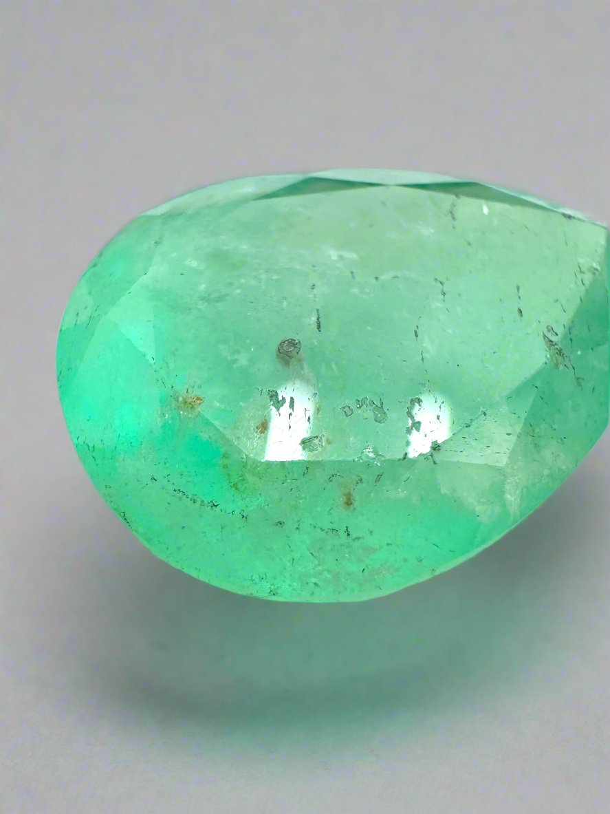 10.45 carat 18x13 Earthy Green Natural Loose Colombian Emerald-Pear Cut - JR Colombian Emeralds