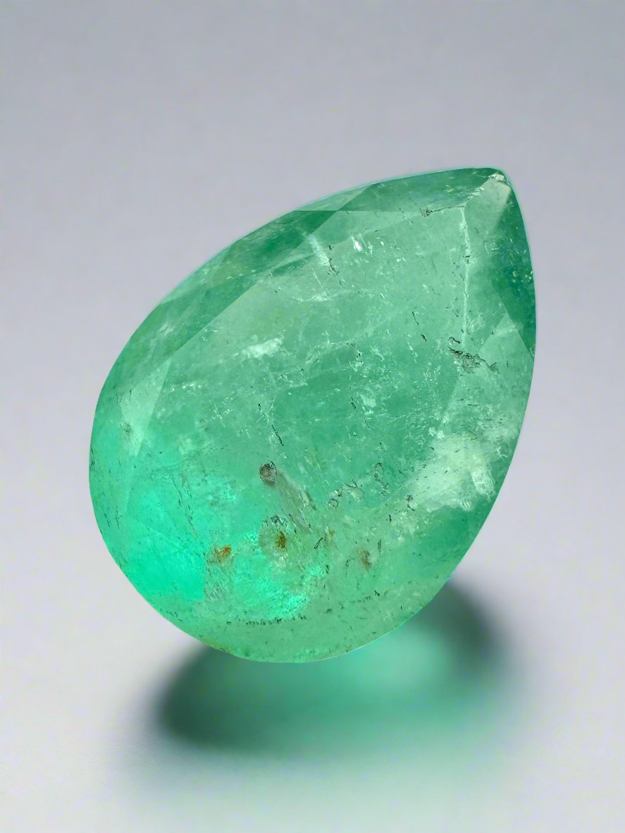 10.45 carat 18x13 Earthy Green Natural Loose Colombian Emerald-Pear Cut - JR Colombian Emeralds