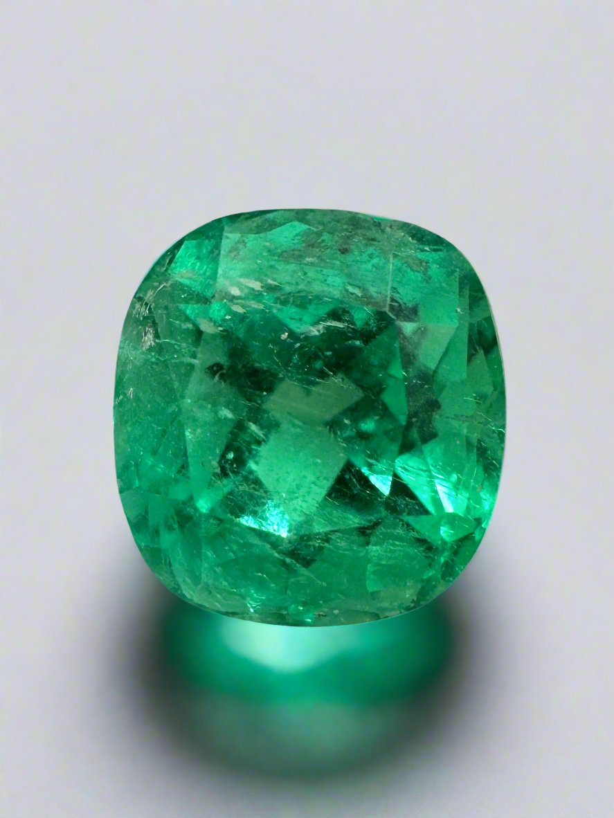 2.13 Carat 8x7.5 Electric Muzo Green Natural Loose Colombian Emerald-Cushion Cut - JR Colombian Emeralds