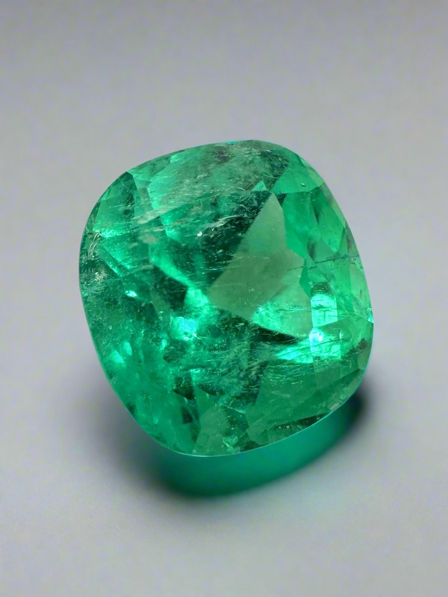 2.13 Carat 8x7.5 Electric Muzo Green Natural Loose Colombian Emerald-Cushion Cut - JR Colombian Emeralds