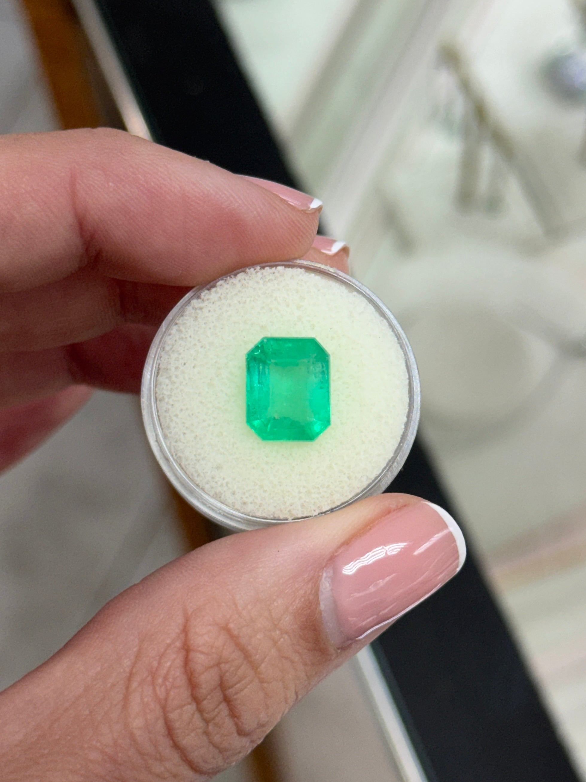 4.96 Carat 11x9 Medium Bluish Green Natural Loose Colombian Emerald-Classic Emerald Cut