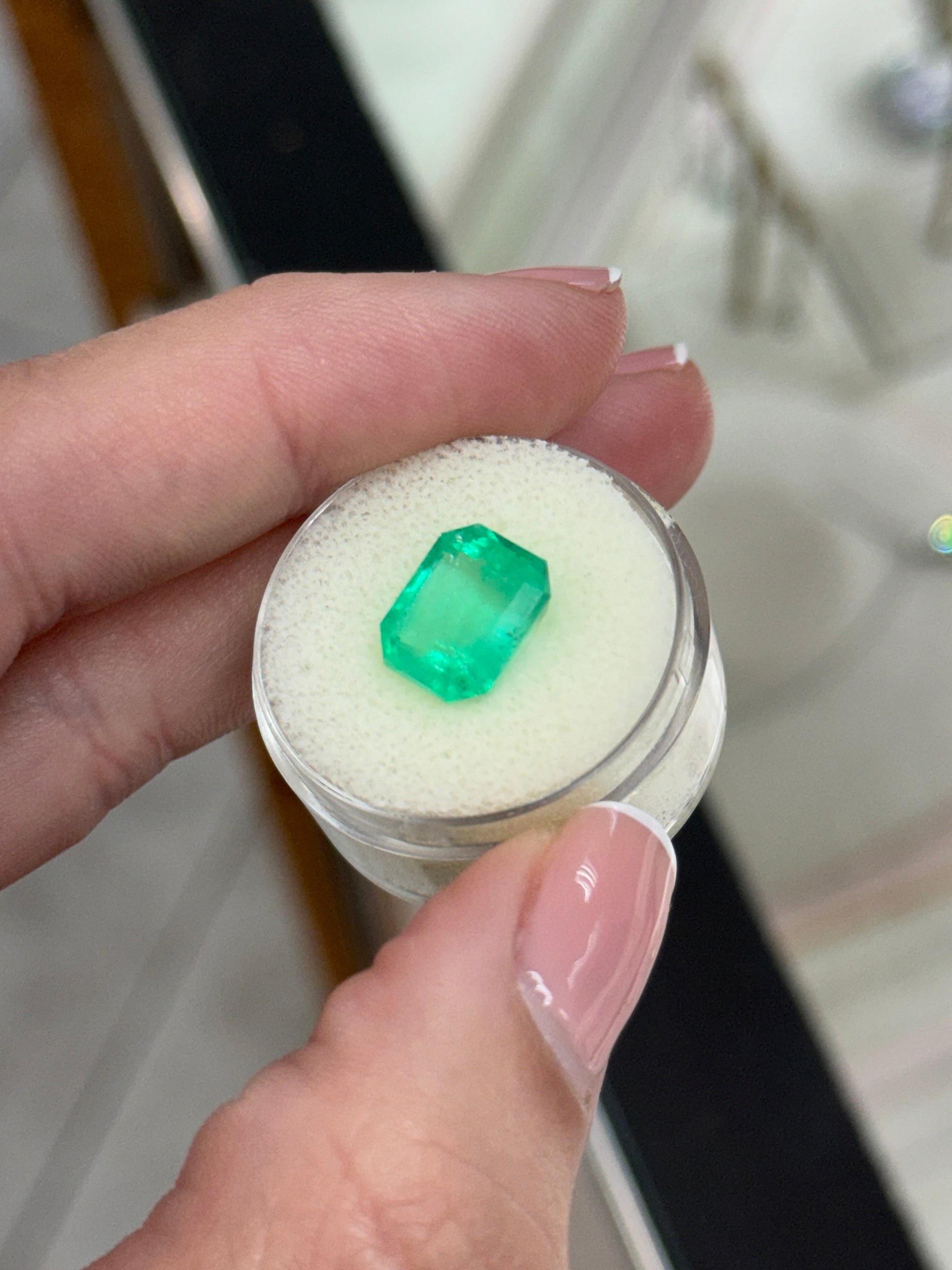 4.96 Carat 11x9 Medium Bluish Green Natural Loose Colombian Emerald-Classic Emerald Cut
