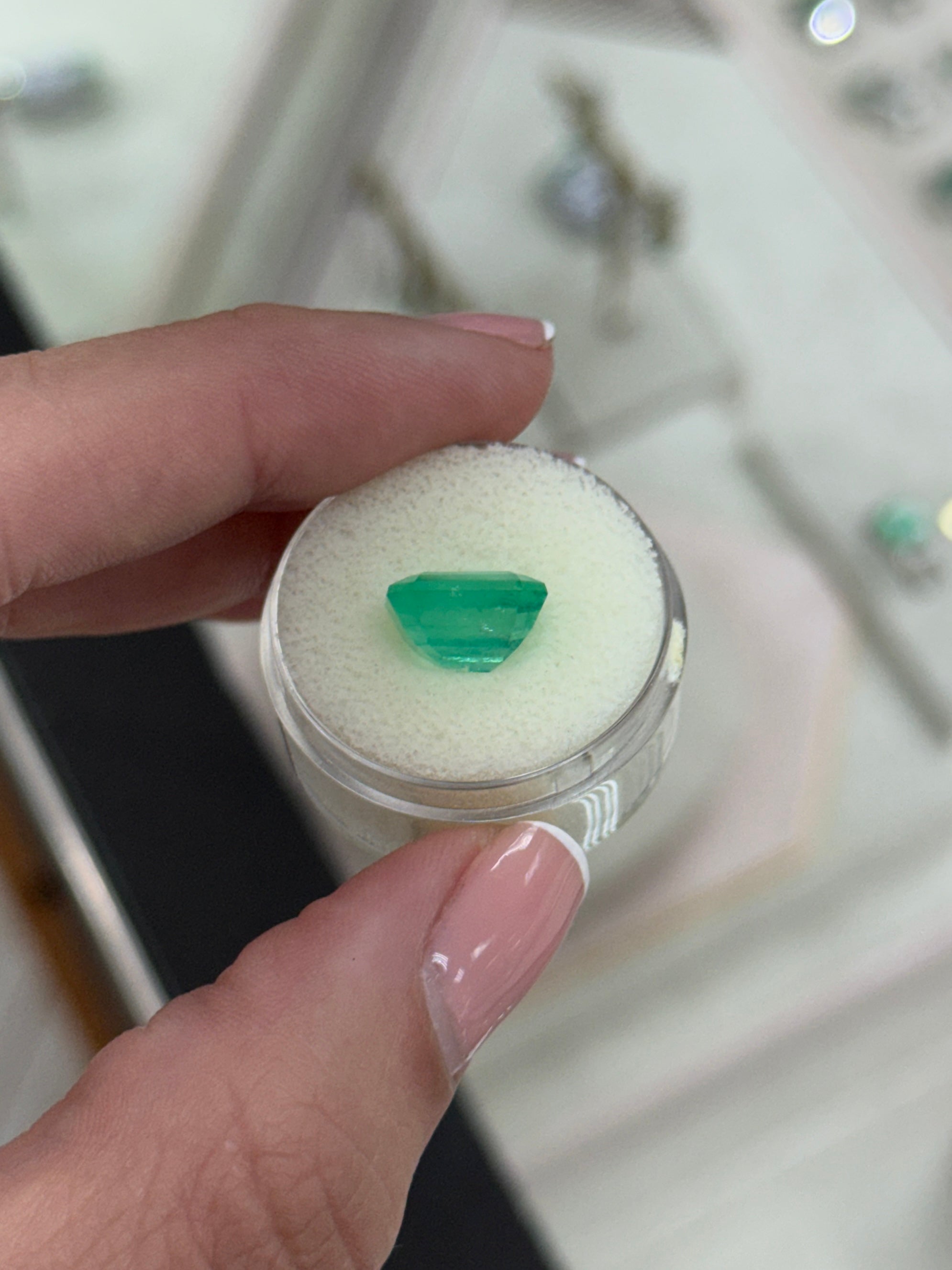 4.96 Carat 11x9 Medium Bluish Green Natural Loose Colombian Emerald-Classic Emerald Cut