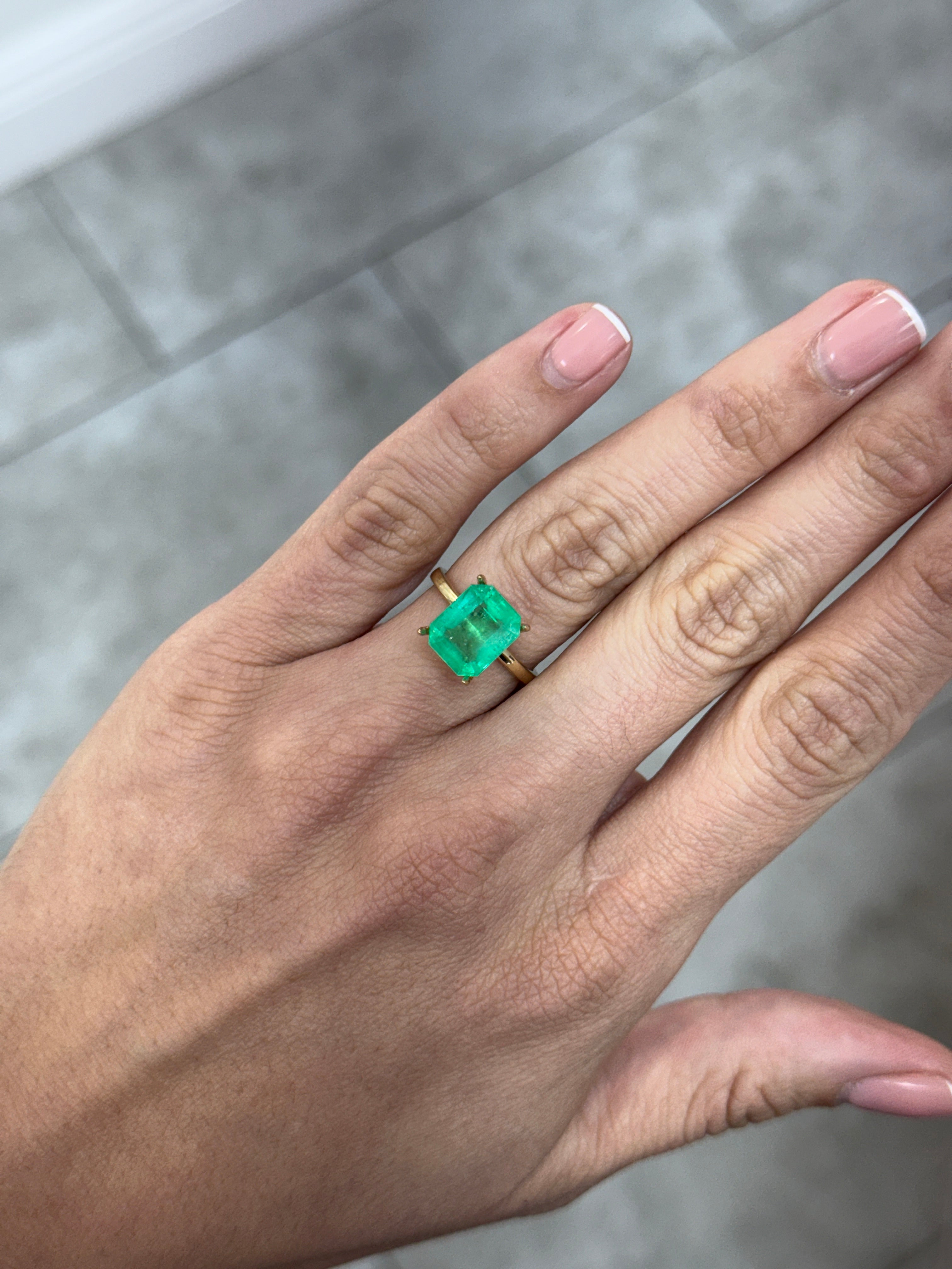 4.96 Carat 11x9 Medium Bluish Green Natural Loose Colombian Emerald-Classic Emerald Cut