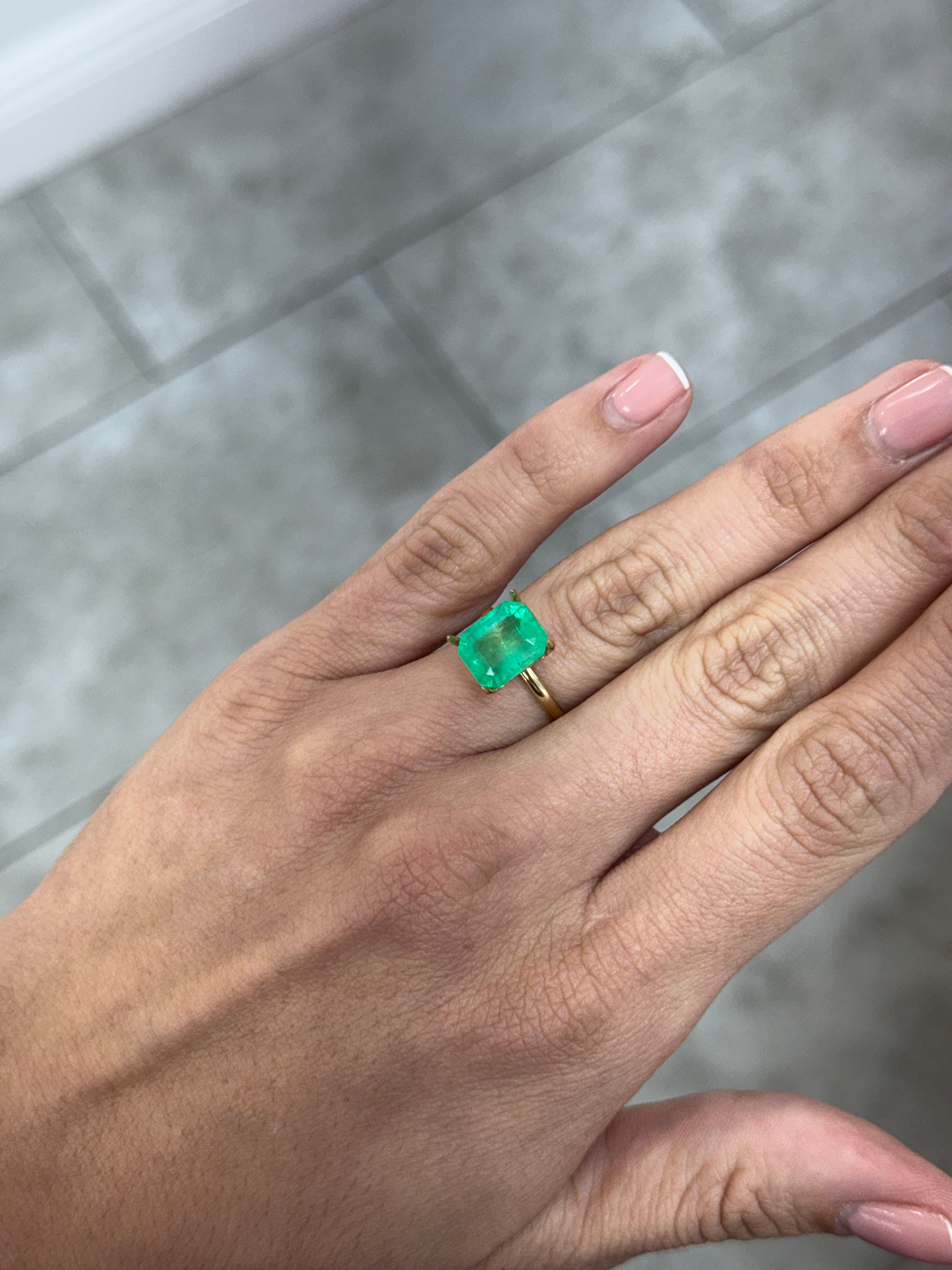 4.96 Carat 11x9 Medium Bluish Green Natural Loose Colombian Emerald-Classic Emerald Cut